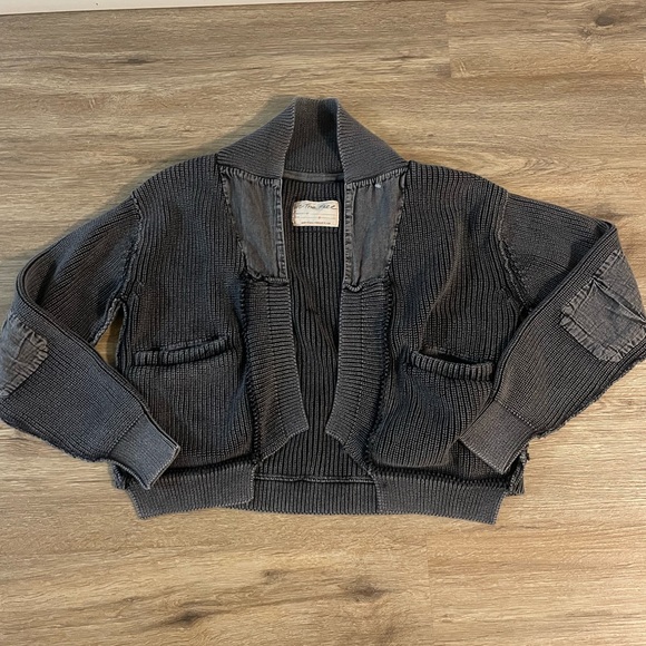 Free People Sweaters - We The Free Dark Gray Knit Cardigan